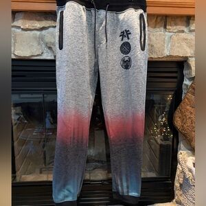 American Fighter Gray and Red Ombre Joggers